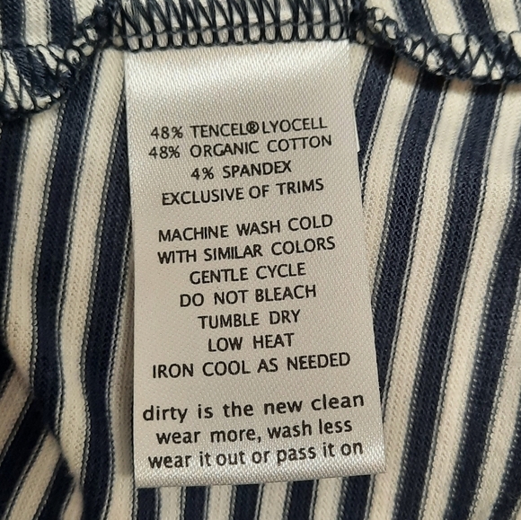 TOAD & Co (Large) Striped V Neck Organic Cotton/Tencel Blend Blue White Dress - Picture 5 of 8